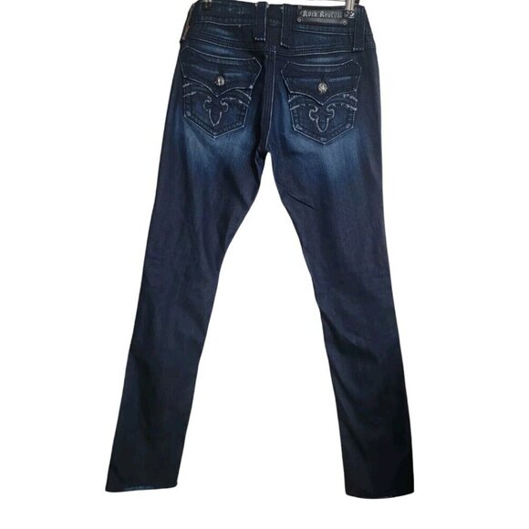 Rock Revival Jeans Womens 27 Blue Debbie Skinny Embroidered Boho Distress Y2K - Picture 2 of 10